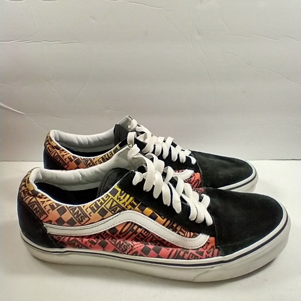 Vans Old Skool Logo Flame Black Suede Low Top Sneaker Shoes Men's sz 11.5.